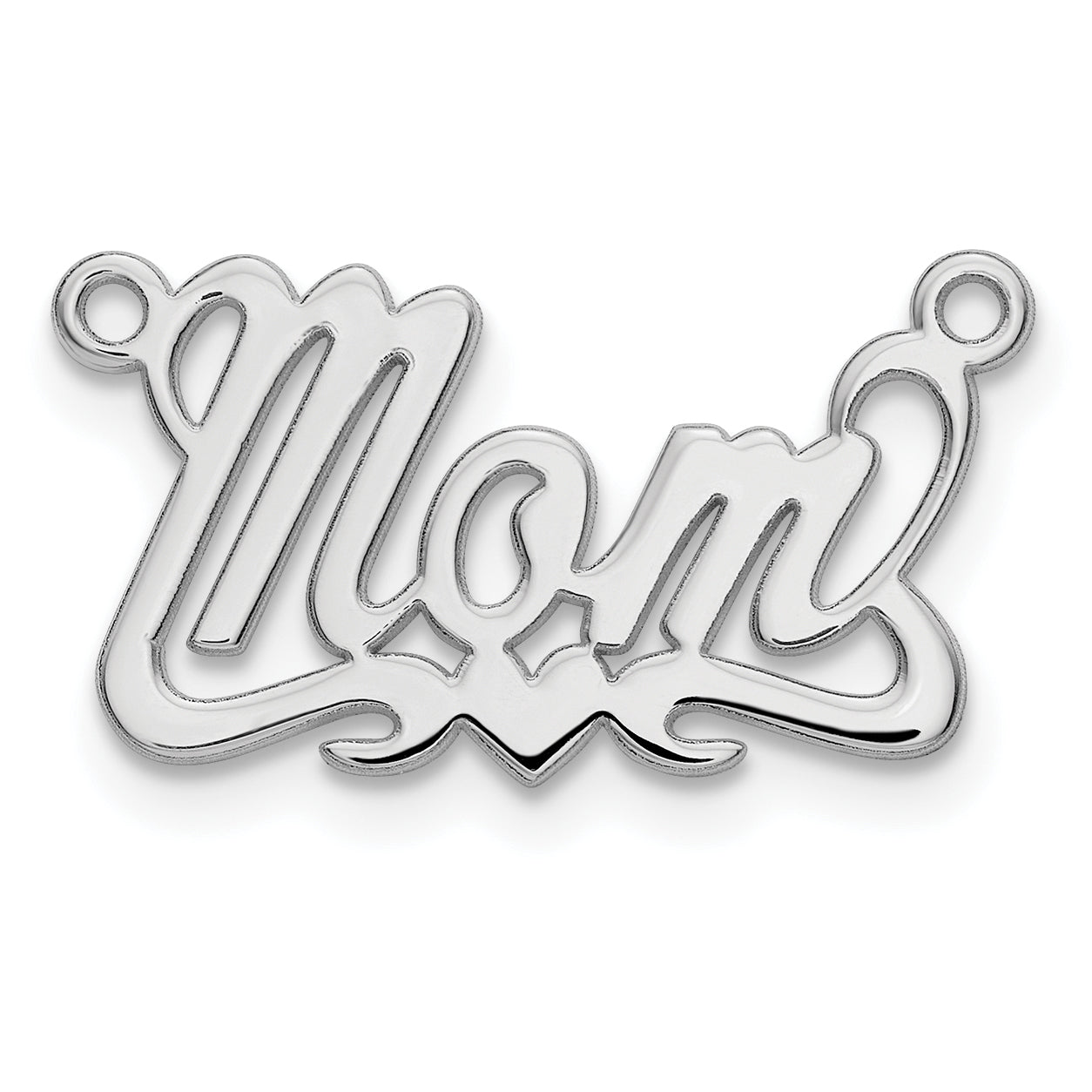 Sterling Silver/Rhodium-plated Polished Heart Name Plate Secondary image