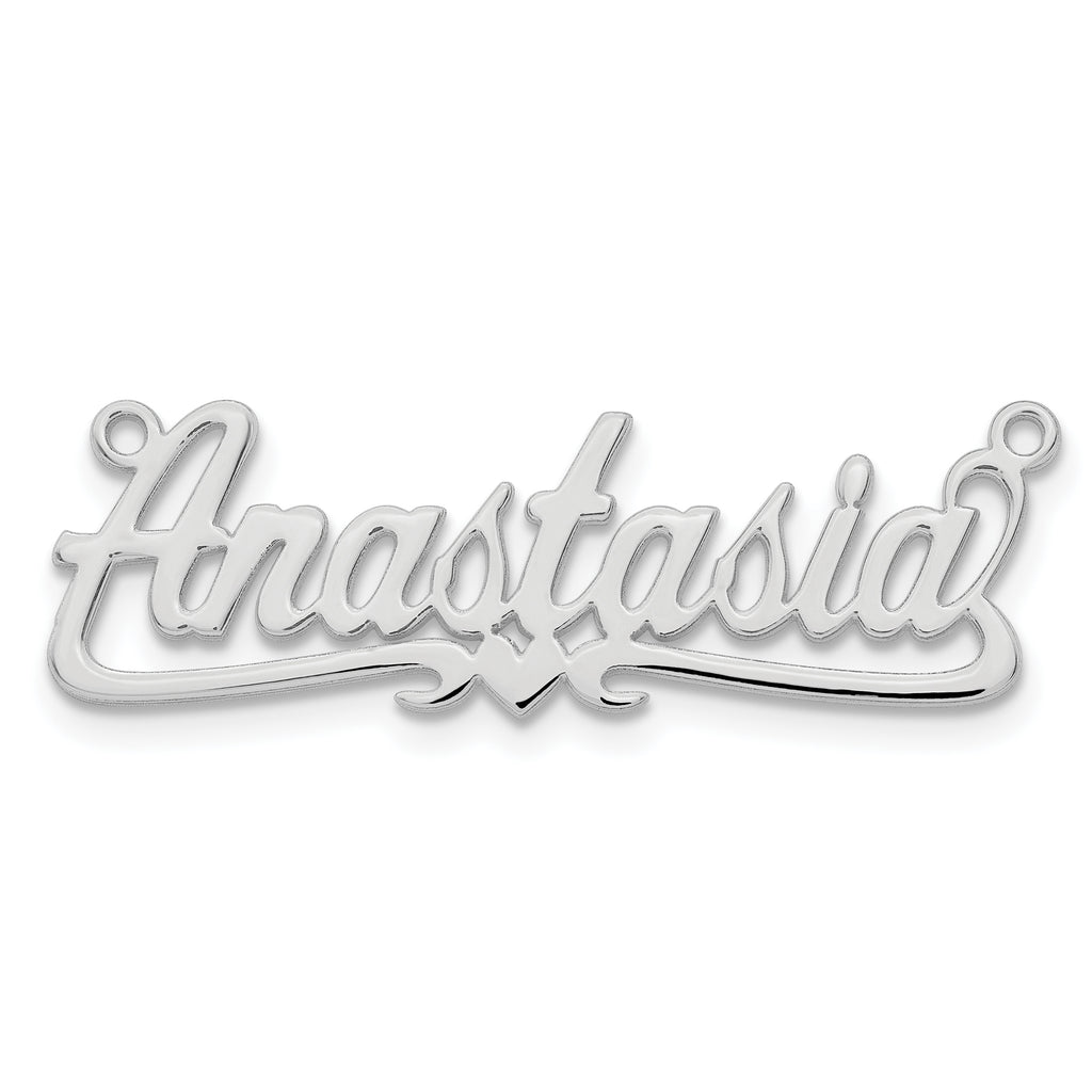 Sterling Silver/Rhodium-plated Polished Heart Name Plate