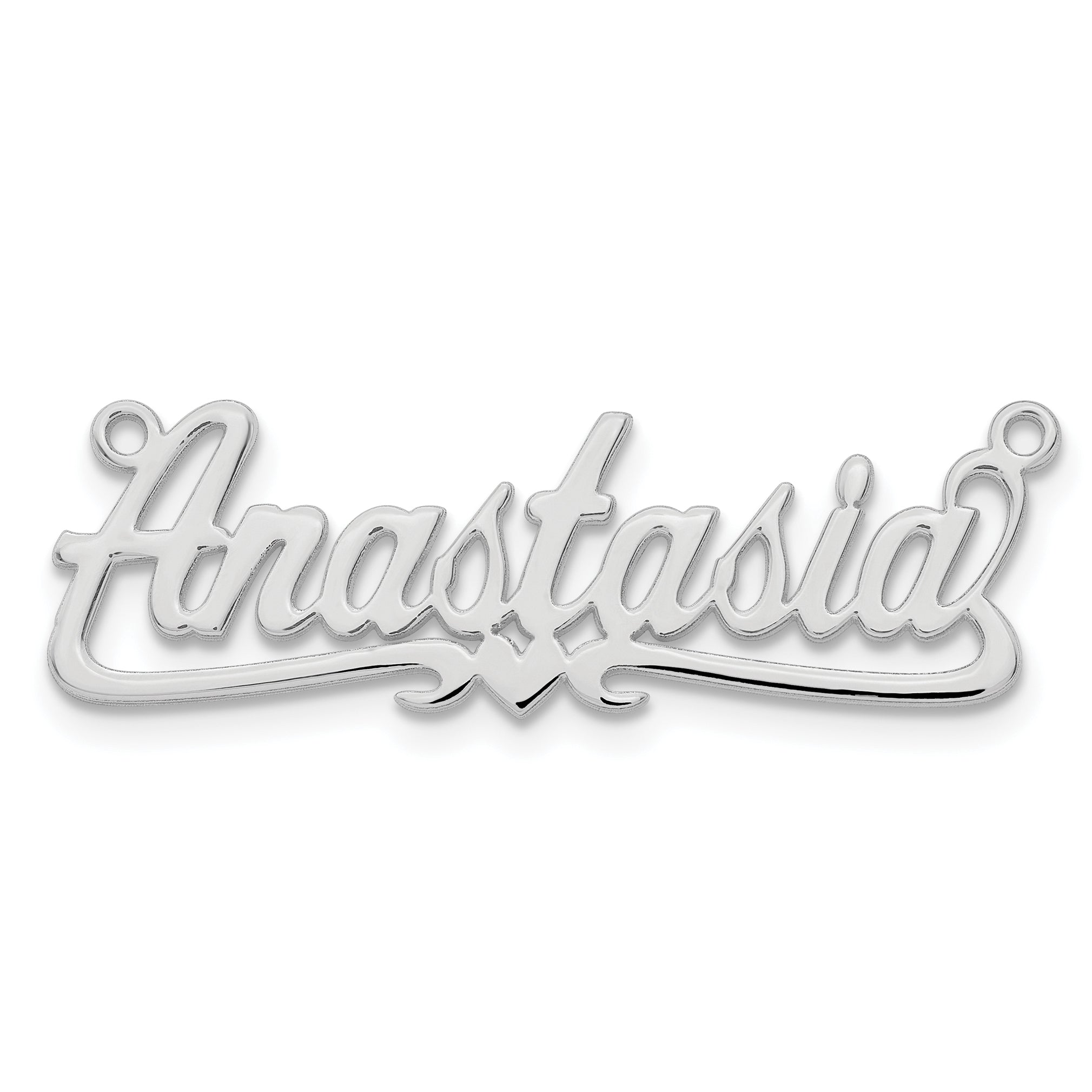Sterling Silver/Rhodium-plated Polished Heart Name Plate