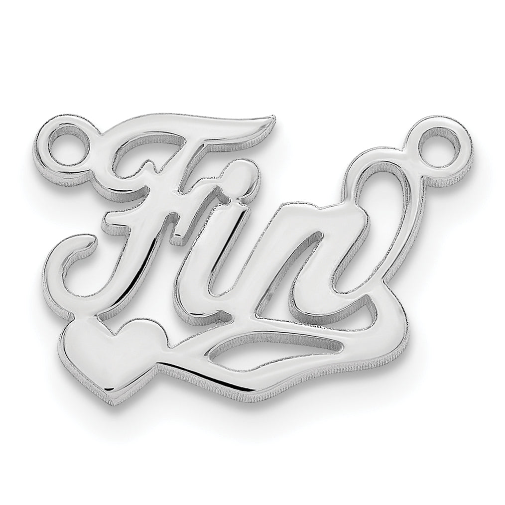 10k White Gold Polished Heart Name Plate