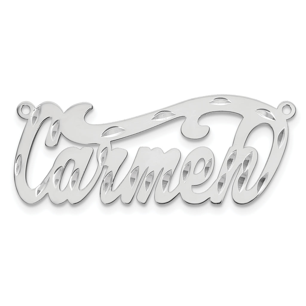 Sterling Silver/Rhodium-plated Diamond-cut Name Plate