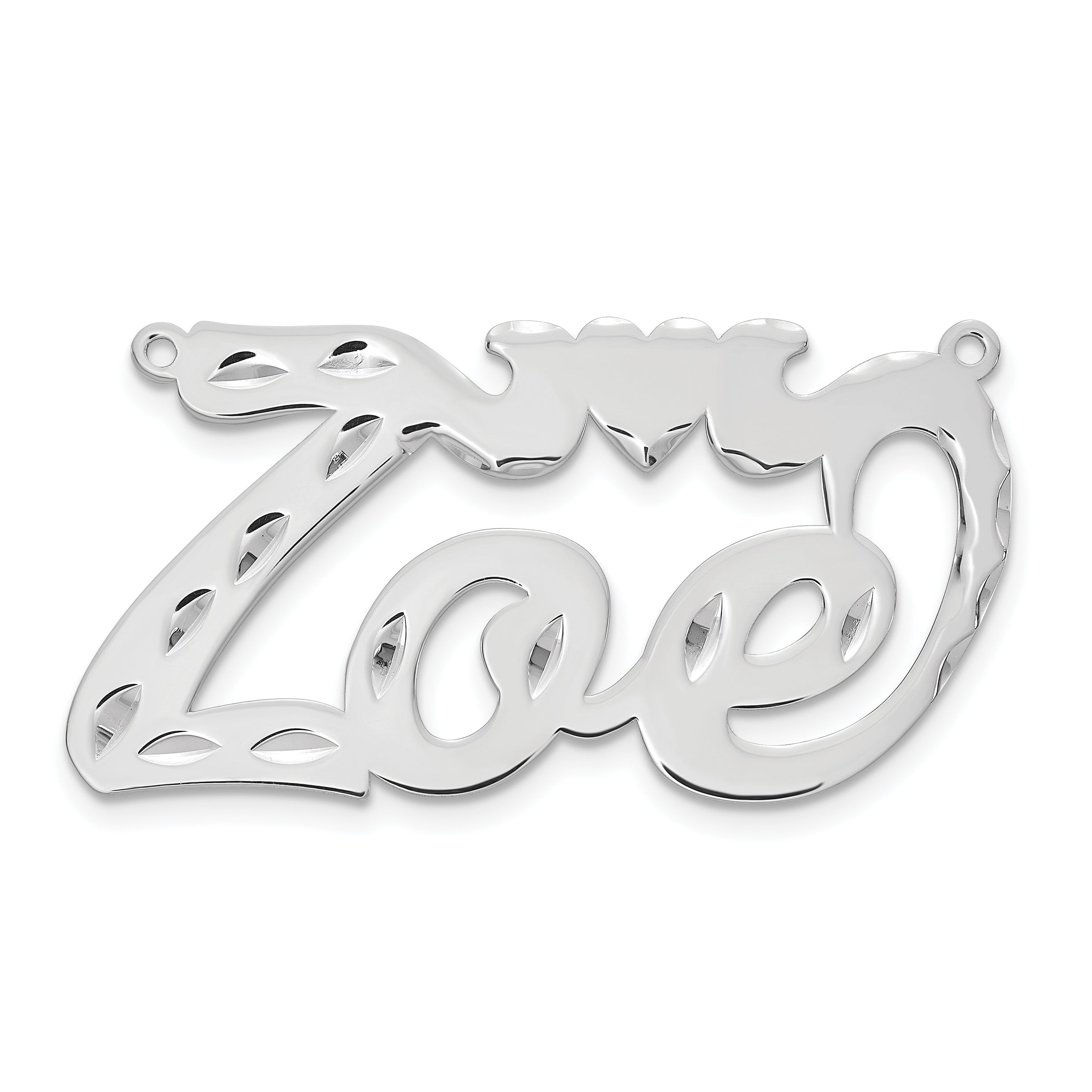 Sterling Silver/Rhodium-plated Diamond-cut Heart Name Plate