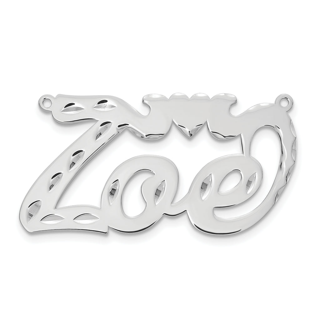 Sterling Silver/Rhodium-plated Diamond-cut Heart Name Plate