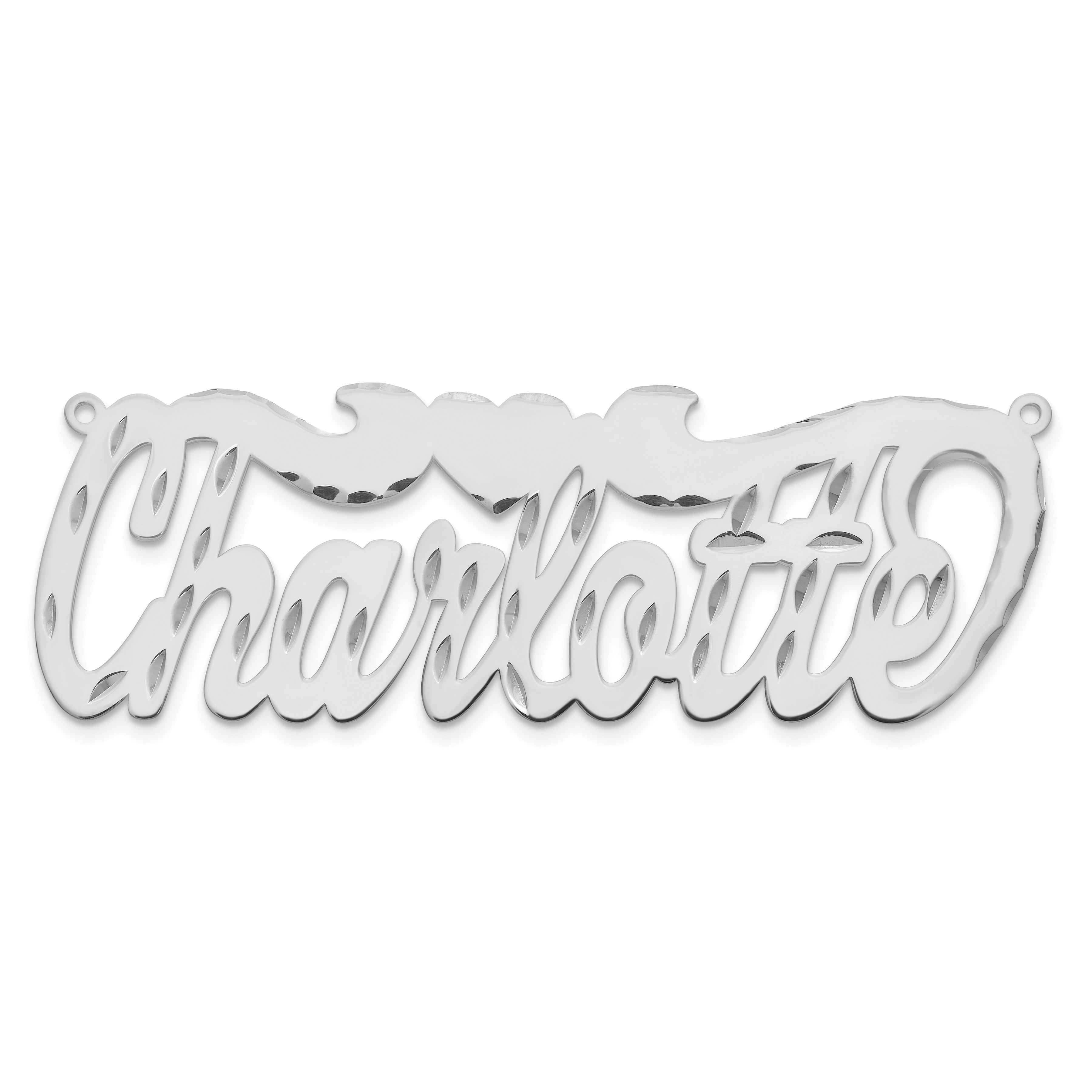 Sterling Silver/Rhodium-plated Diamond-cut Heart Name Plate