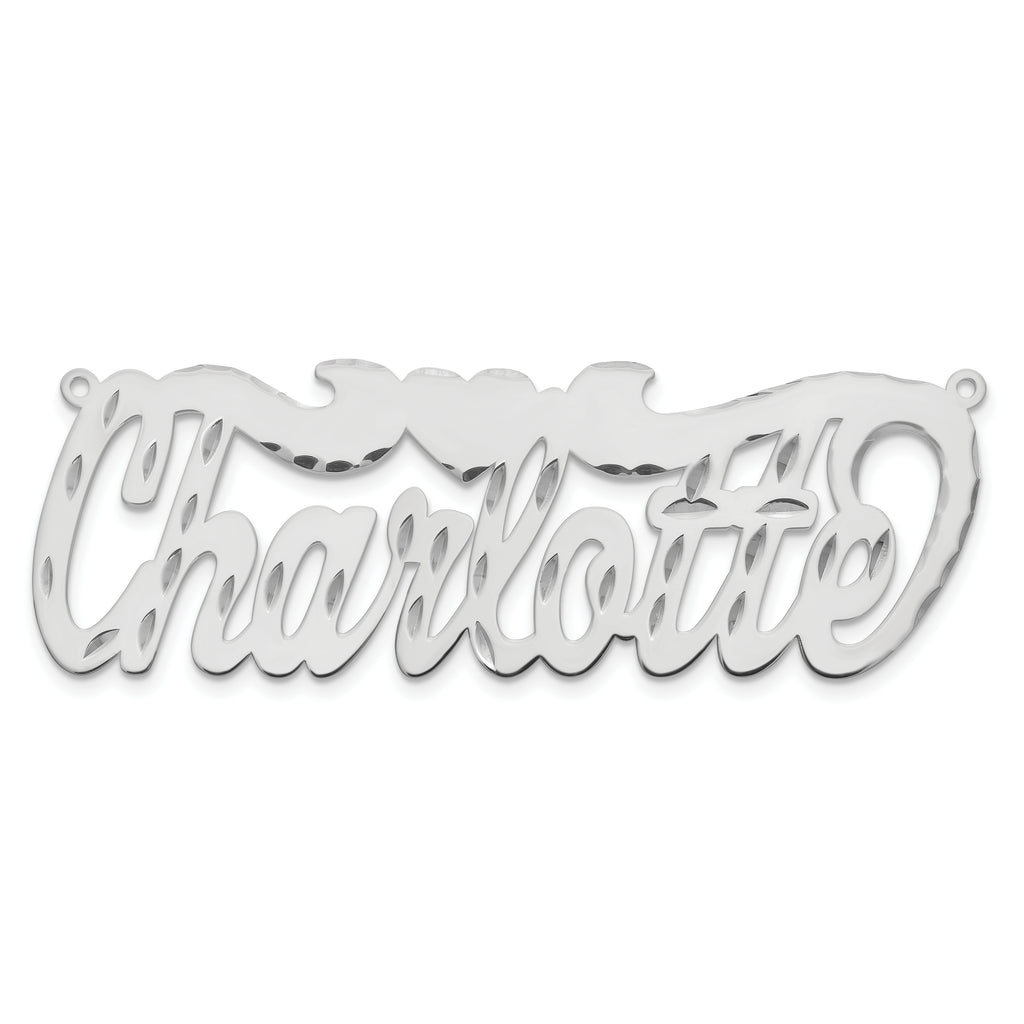 Sterling Silver/Rhodium-plated Diamond-cut Heart Name Plate
