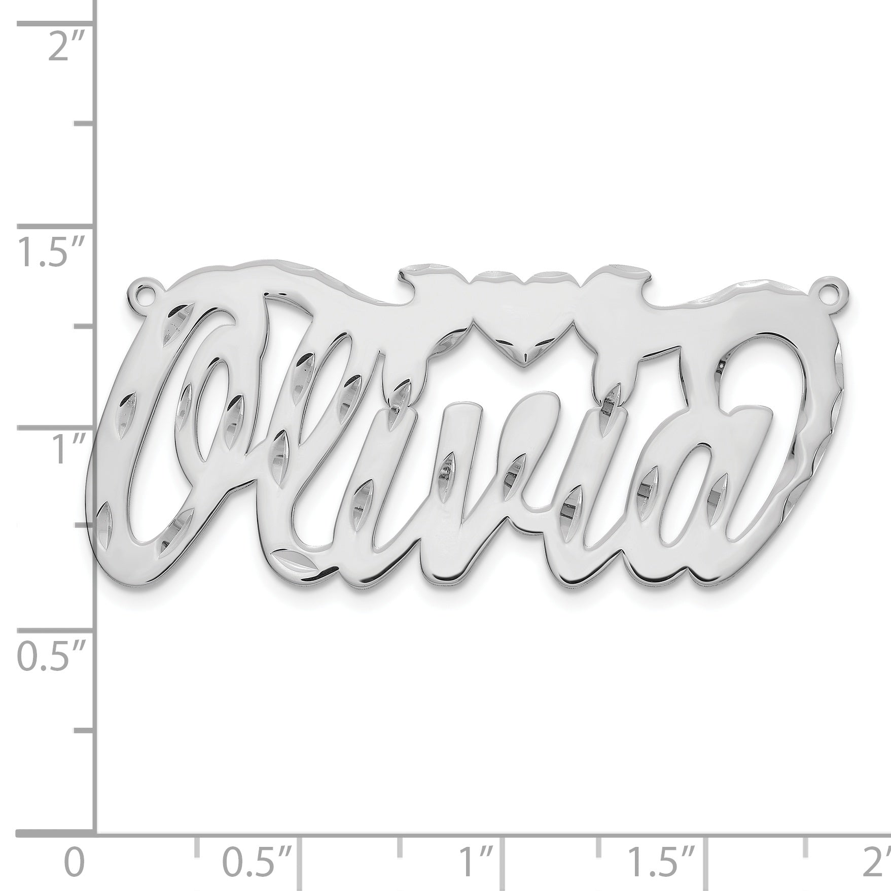 Sterling Silver/Rhodium-plated Diamond-cut Heart Name Plate