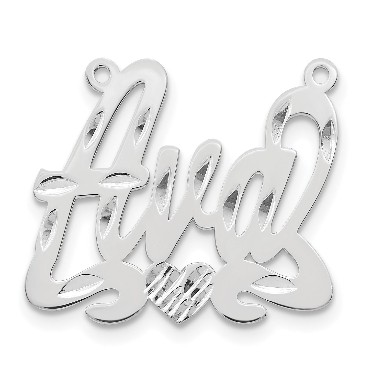 Sterling Silver/Rhodium-plated Diamond-cut Heart Name Plate Secondary image