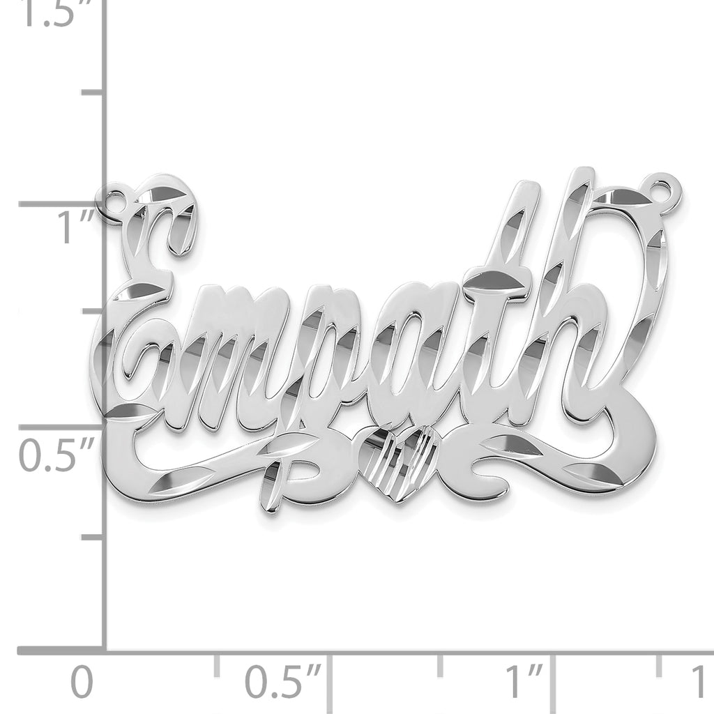 10k White Gold Diamond-cut Heart Name Plate