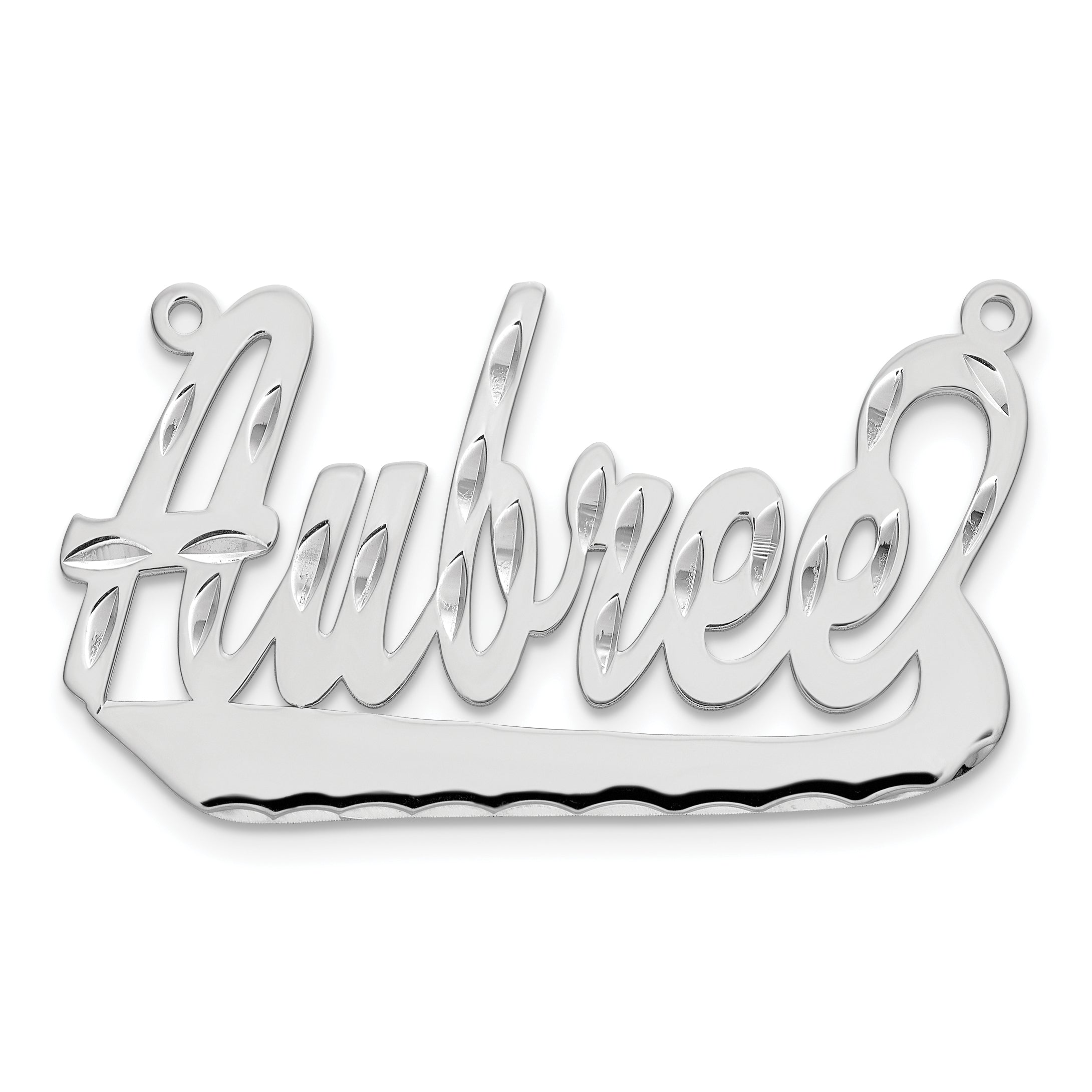 10k White Gold Diamond-cut Underlined Name Plate Main image