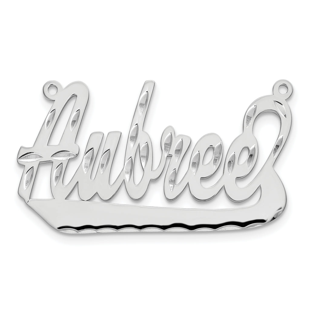 10k White Gold Diamond-cut Underlined Name Plate