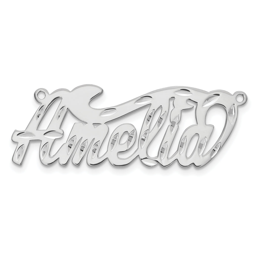 10k White Gold Diamond-cut Name Plate