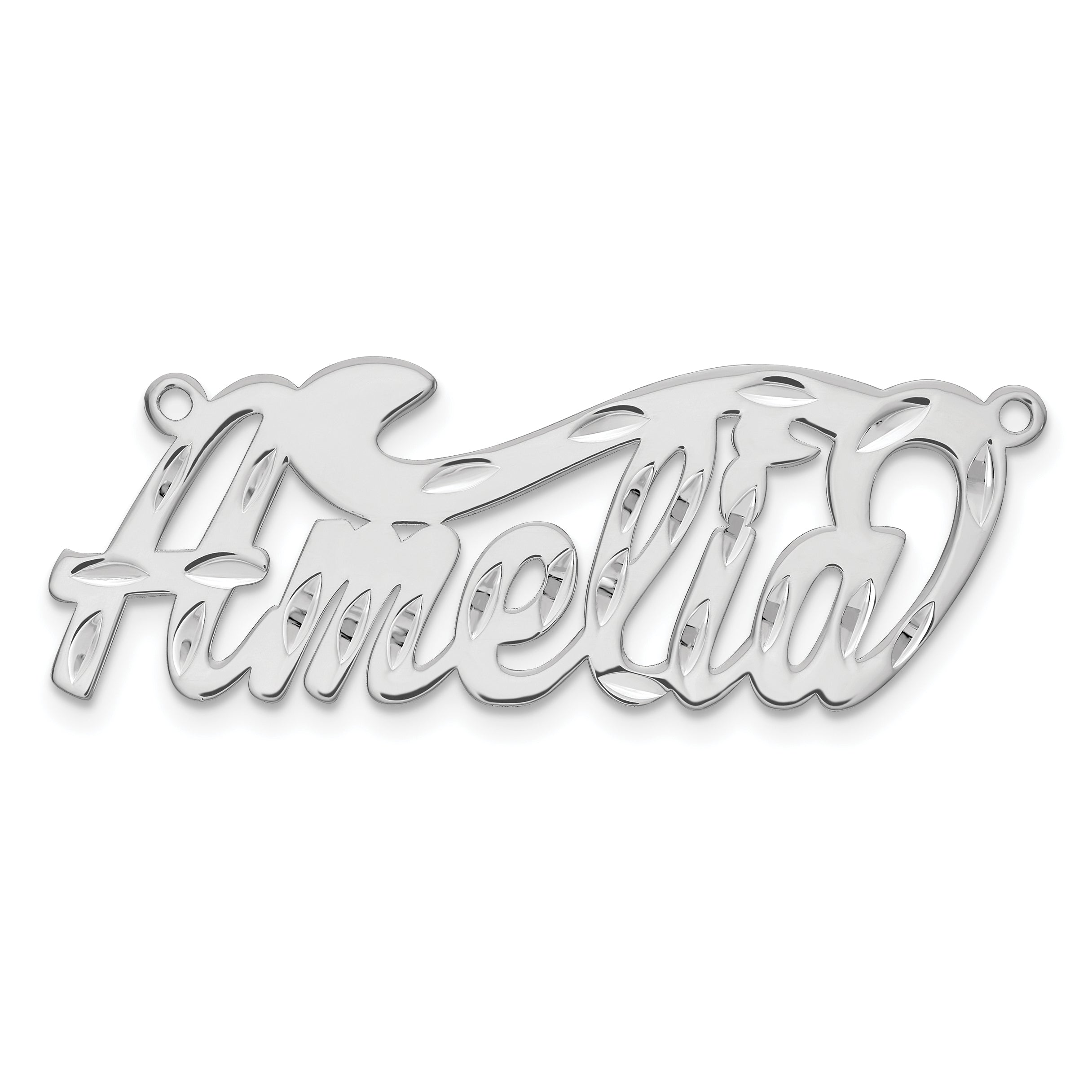 10k White Gold Diamond-cut Name Plate