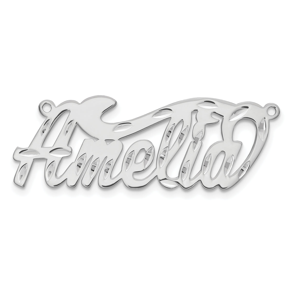 10k White Gold Diamond-cut Name Plate