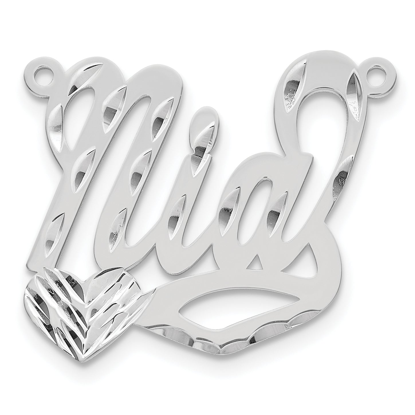 Sterling Silver/Rhodium-plated Diamond-cut Heart Name Plate Secondary image
