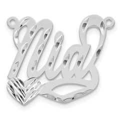 14k White Gold Diamond-cut Heart Name Plate