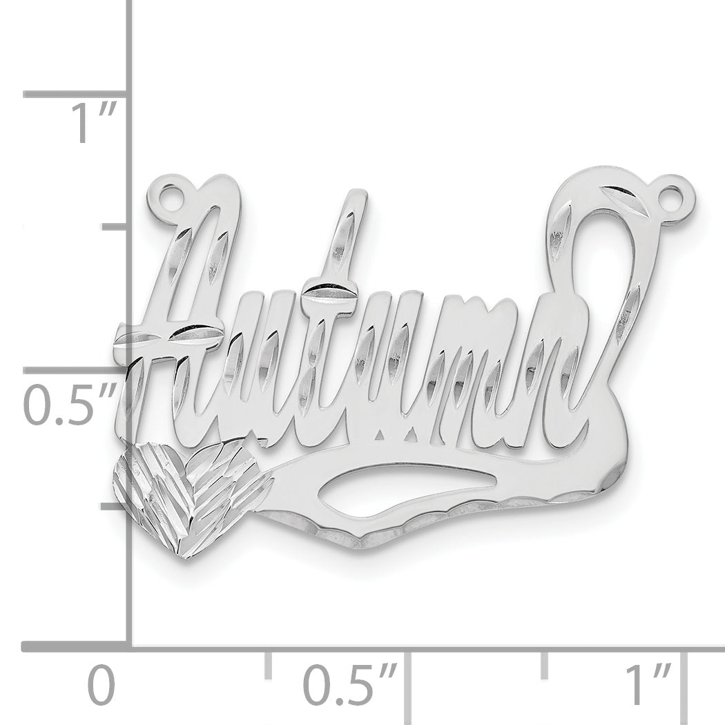 10k White Gold Diamond-cut Heart Name Plate