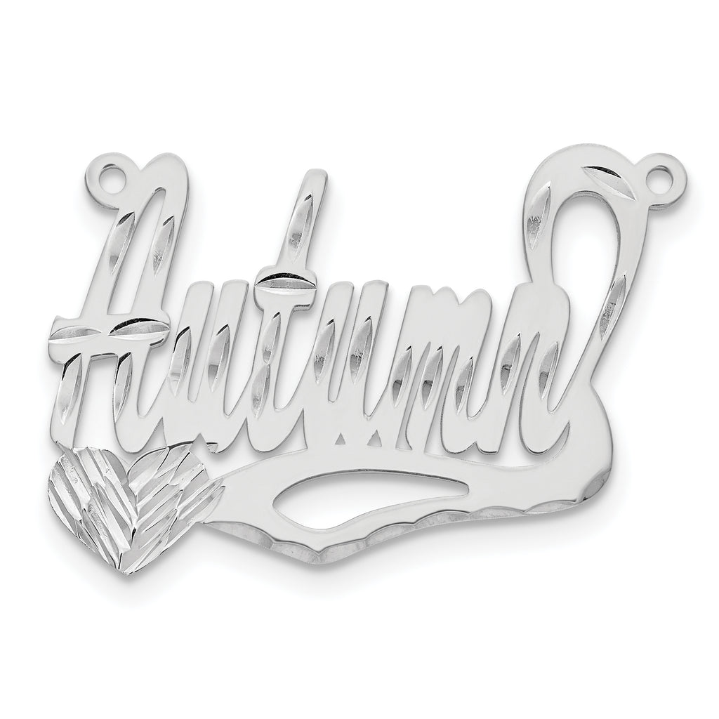 10k White Gold Diamond-cut Heart Name Plate