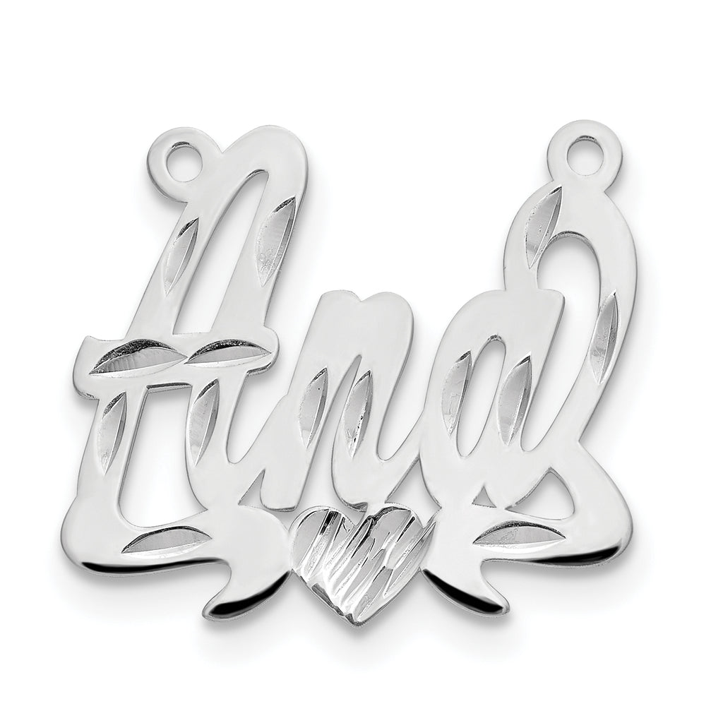 Sterling Silver/Rhodium-plated Diamond-cut Heart Name Plate