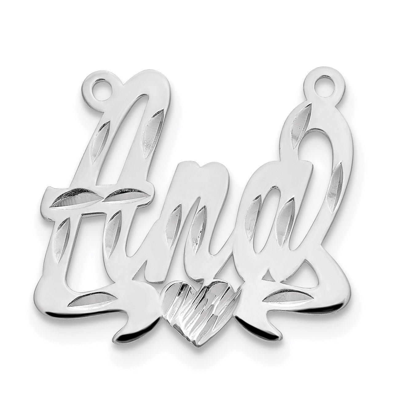 14k White Gold Diamond-cut Heart Name Plate Secondary image