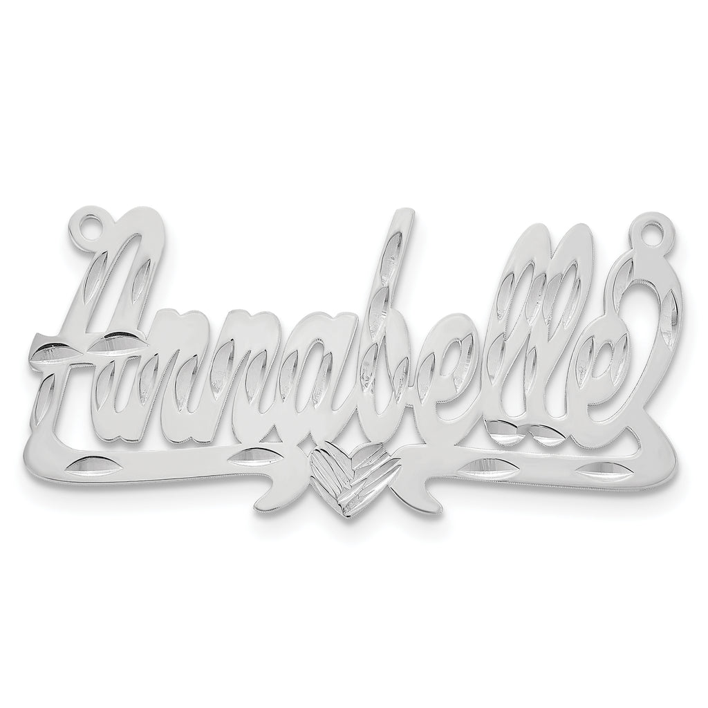 Sterling Silver/Rhodium-plated Diamond-cut Heart Name Plate