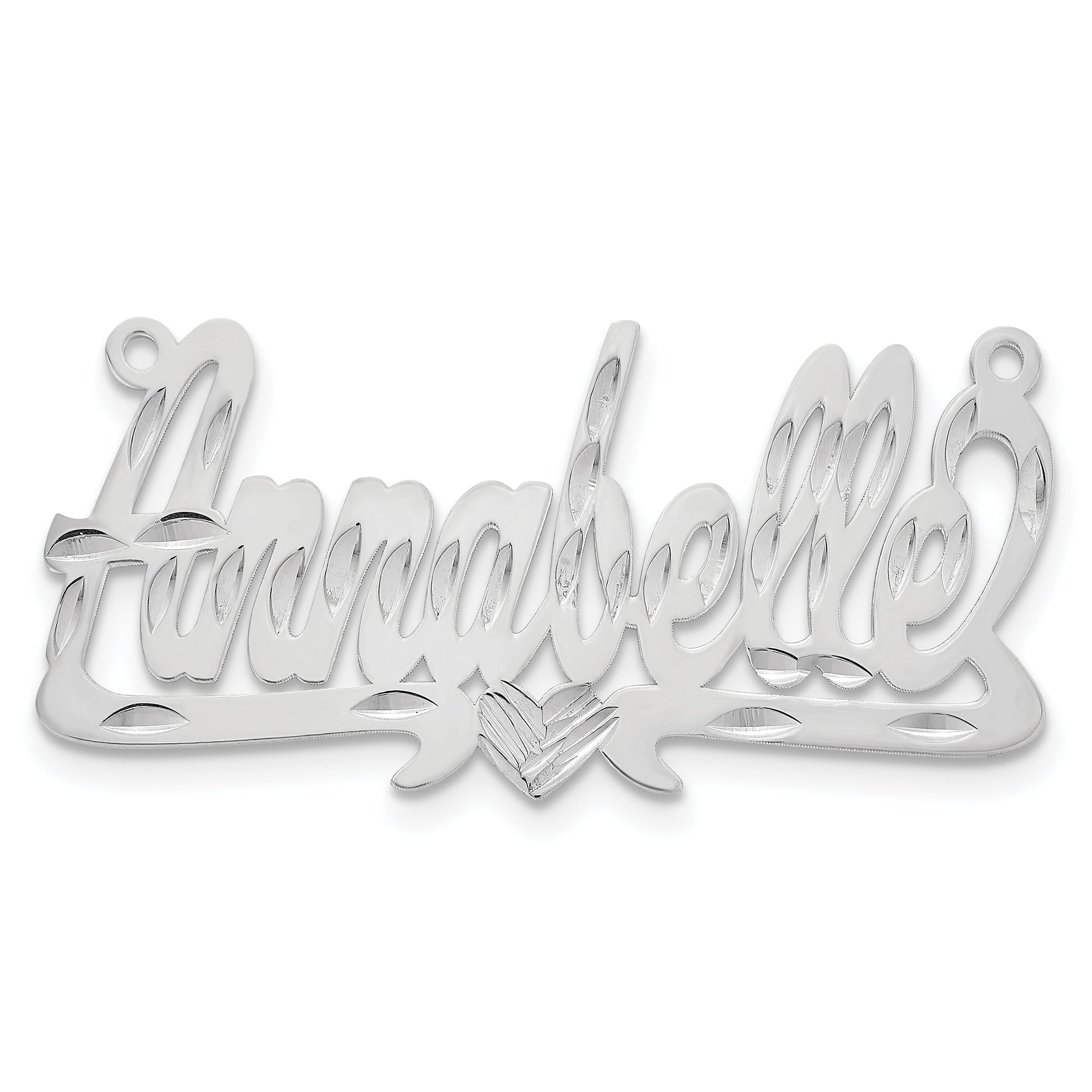 Sterling Silver/Rhodium-plated Diamond-cut Heart Name Plate
