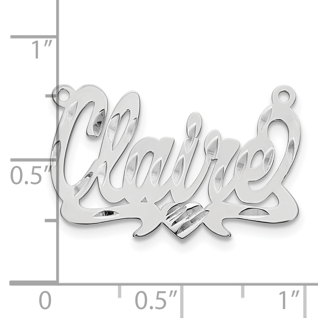 14k White Gold Diamond-cut Heart Name Plate
