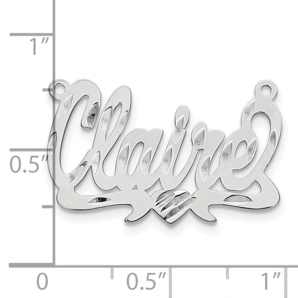14k White Gold Diamond-cut Heart Name Plate