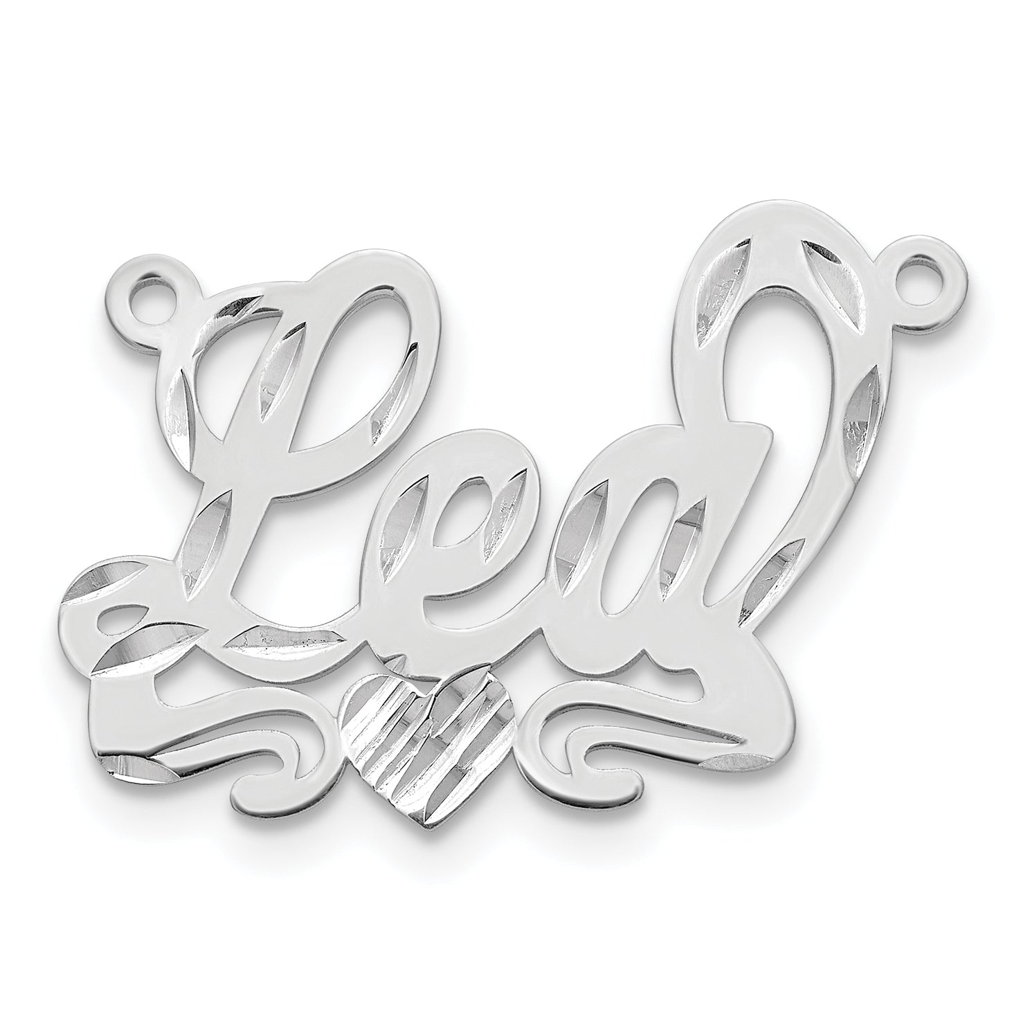 14k White Gold Diamond-cut Heart Name Plate