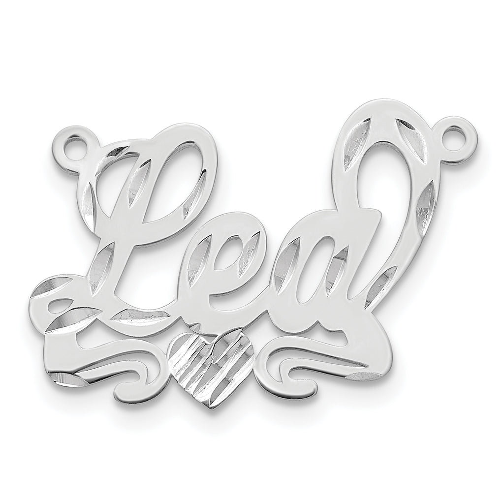 14k White Gold Diamond-cut Heart Name Plate