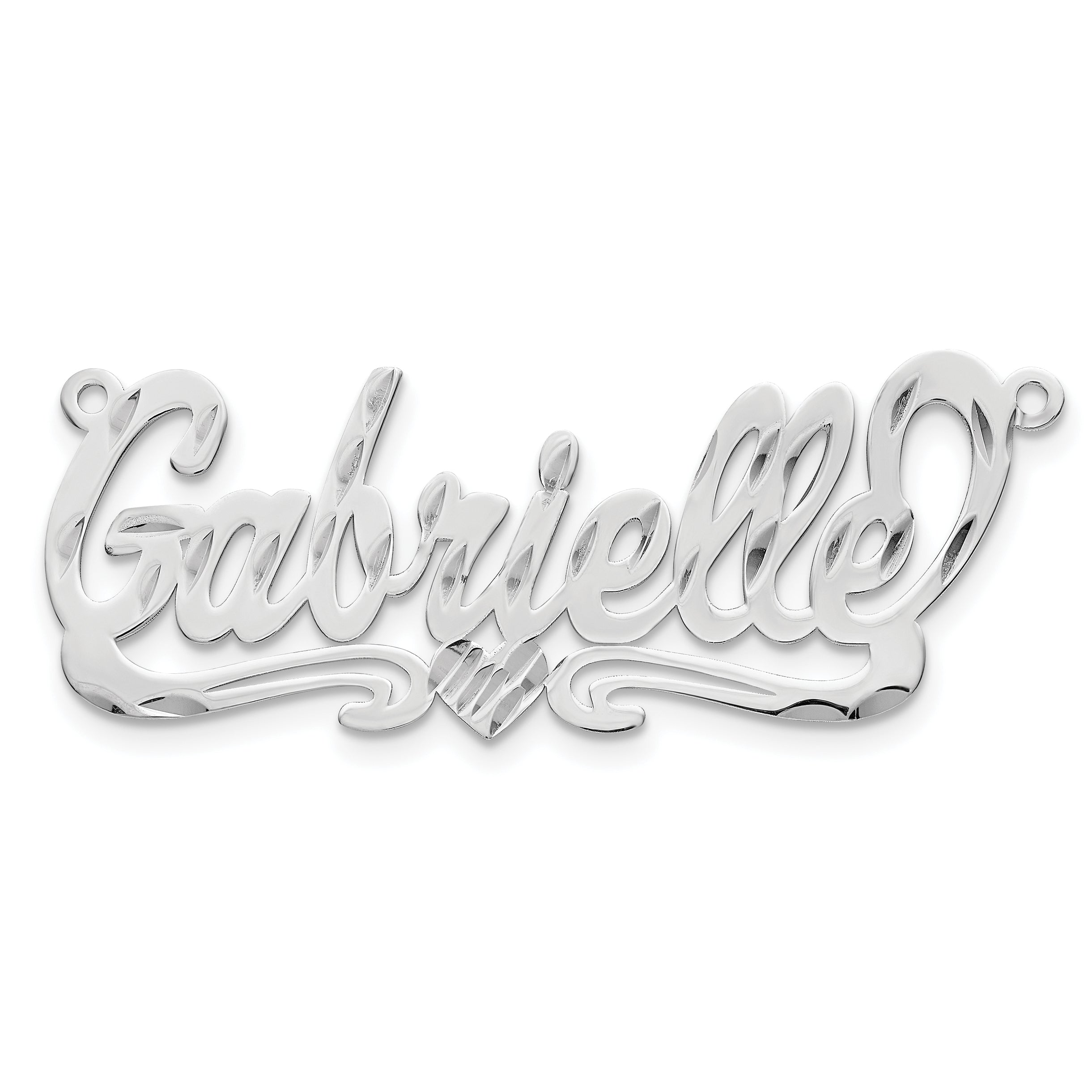 14k White Gold Diamond-cut Heart Name Plate
