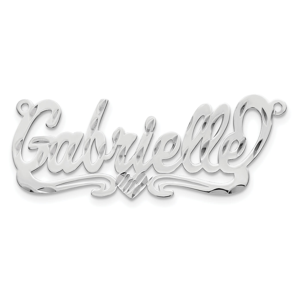 14k White Gold Diamond-cut Heart Name Plate