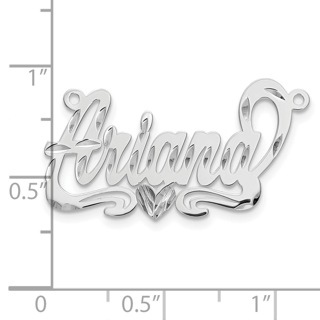 10k White Gold Diamond-cut Heart Name Plate