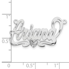 14k White Gold Diamond-cut Heart Name Plate