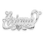 14k White Gold Diamond-cut Heart Name Plate