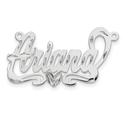 14k White Gold Diamond-cut Heart Name Plate