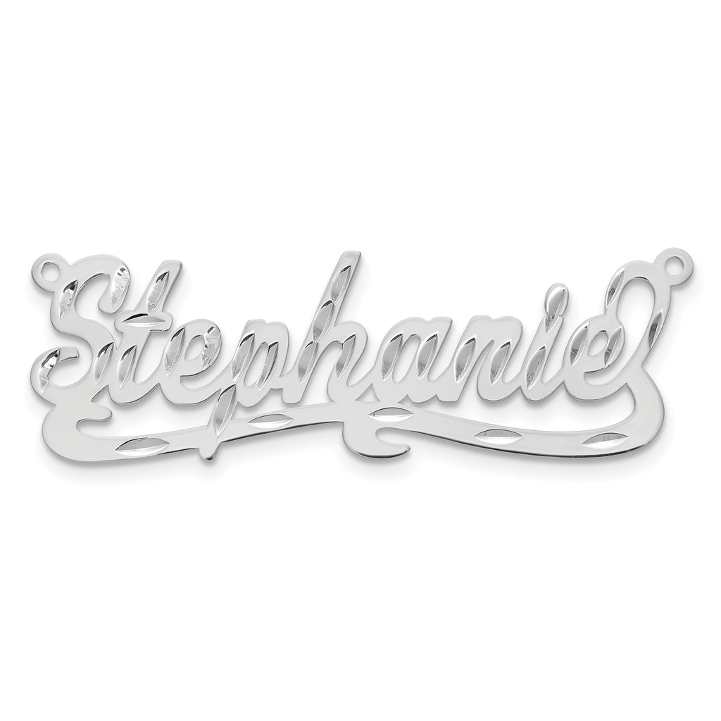 14k White Gold Diamond-cut Name Plate