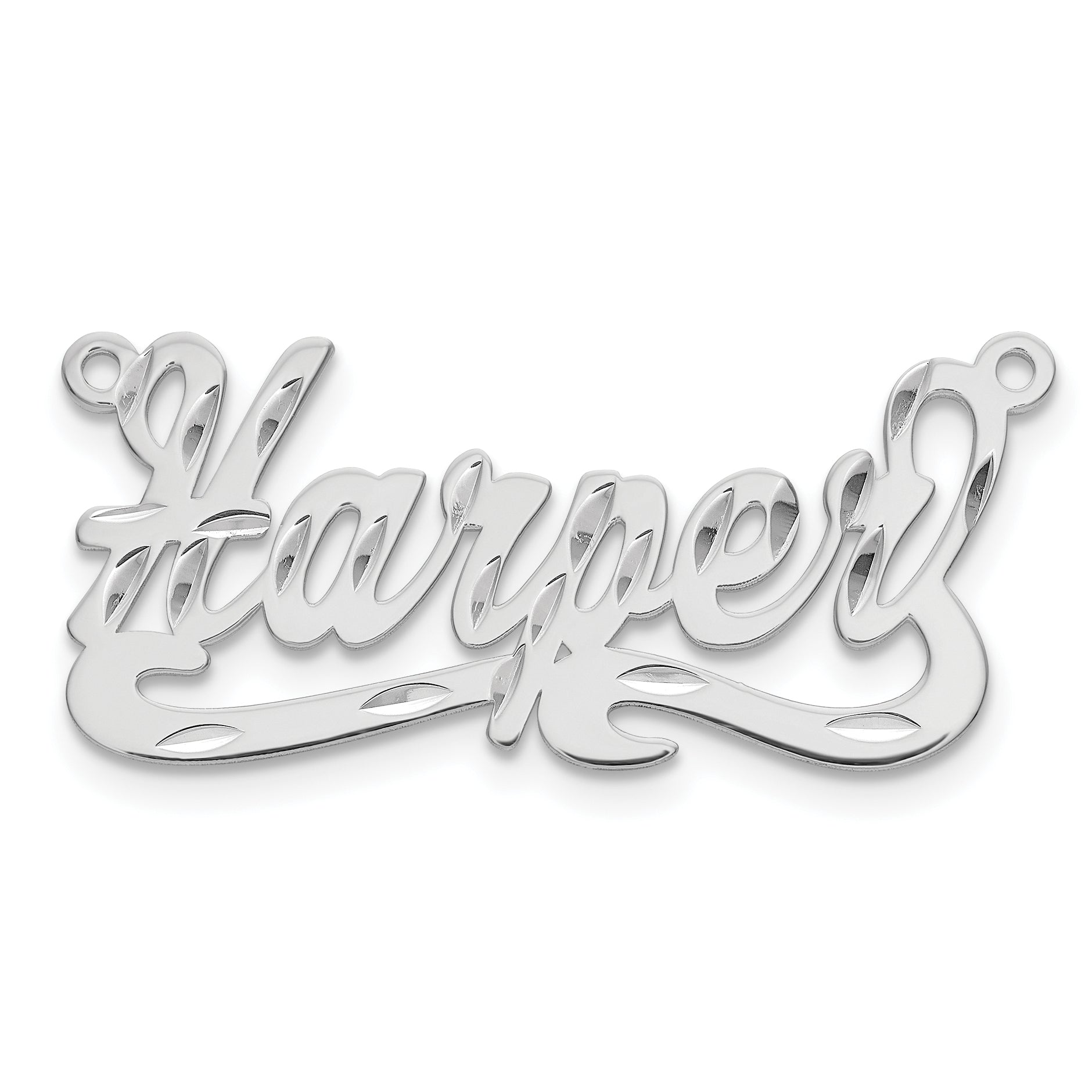 14k White Gold Diamond-cut Name Plate Main image