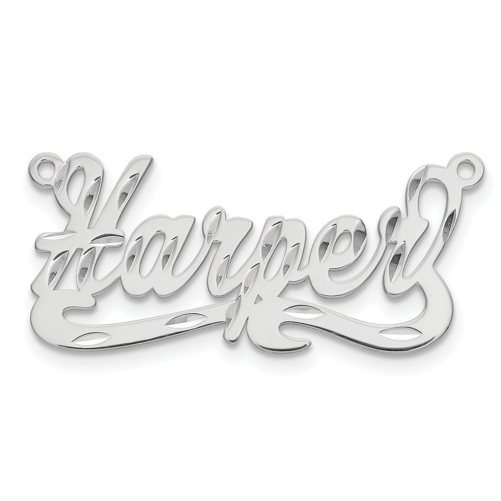14k White Gold Diamond-cut Name Plate