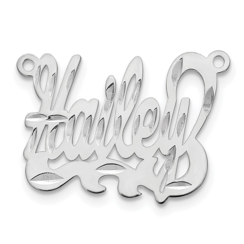 10k White Gold Diamond-cut Name Plate