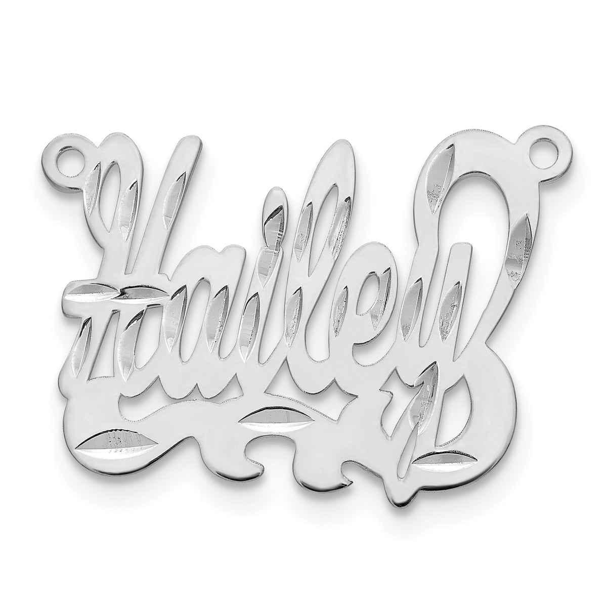10k White Gold Diamond-cut Name Plate