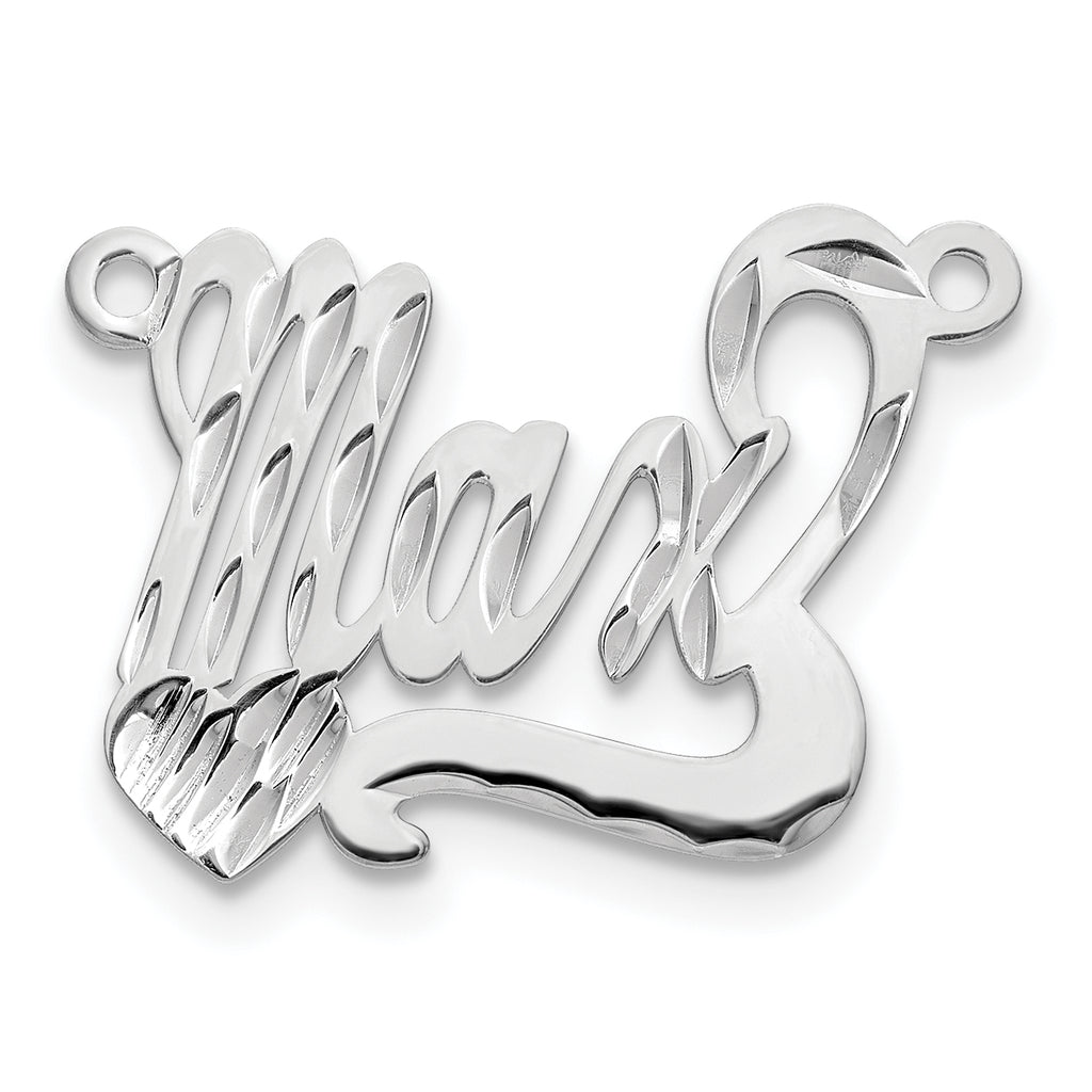 14k White Gold Diamond-cut Heart Name Plate
