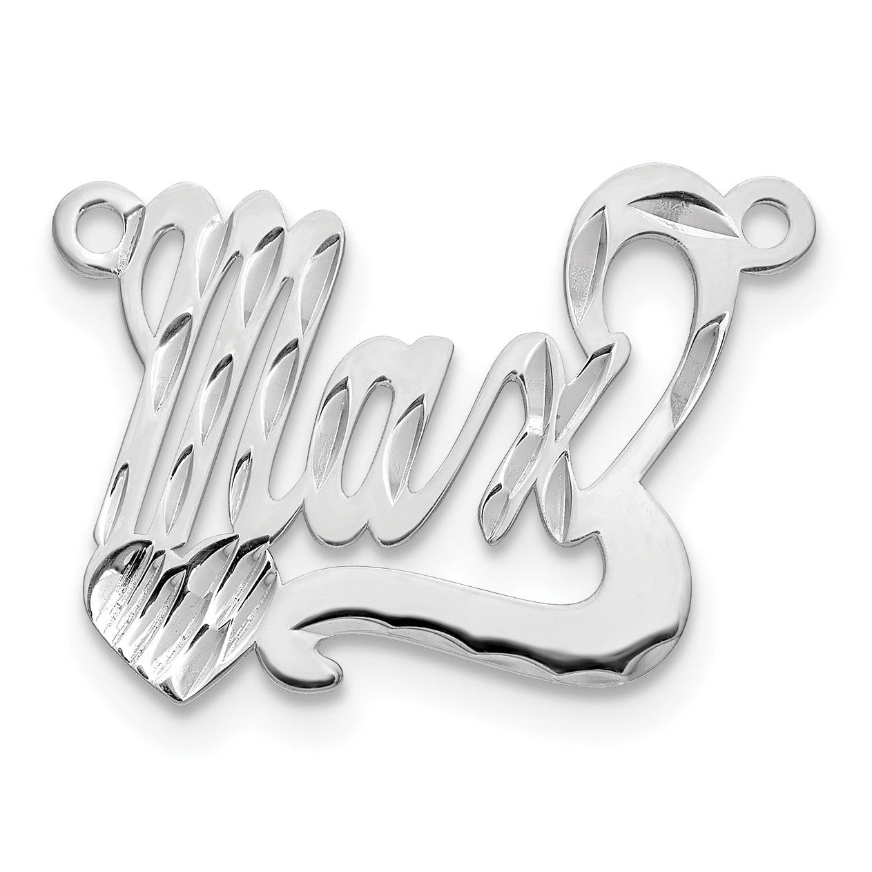14k White Gold Diamond-cut Heart Name Plate