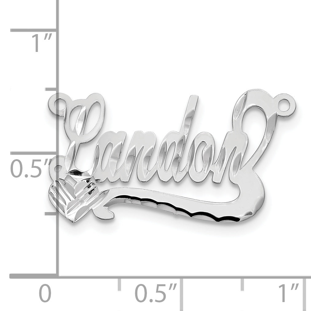 14k White Gold Diamond-cut Heart Name Plate