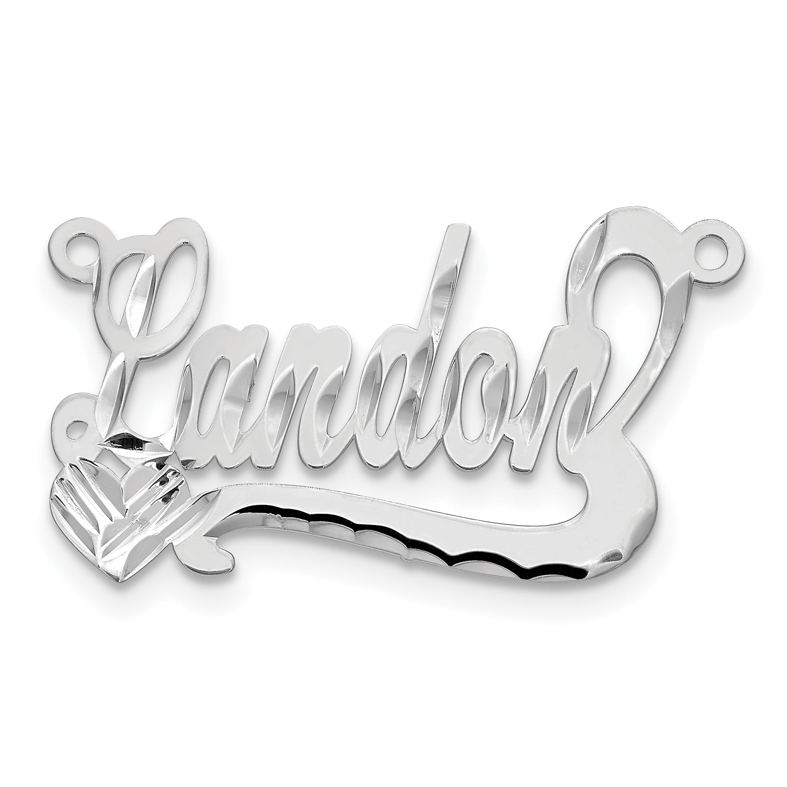 14k White Gold Diamond-cut Heart Name Plate Main image