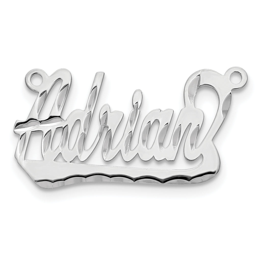 10k White Gold Diamond-cut Underlined Name Plate