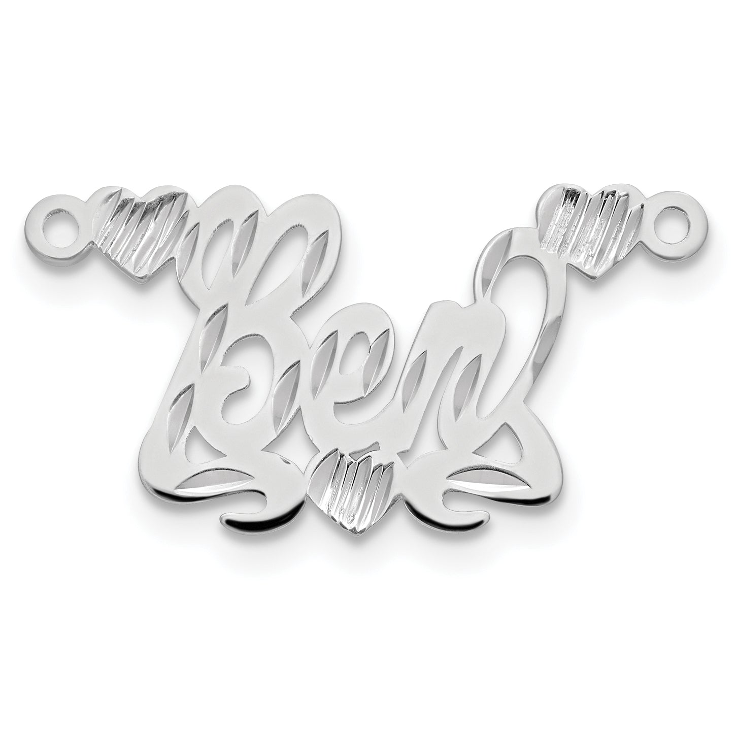 10K White Gold Diamond-cut Hearts Name Plate