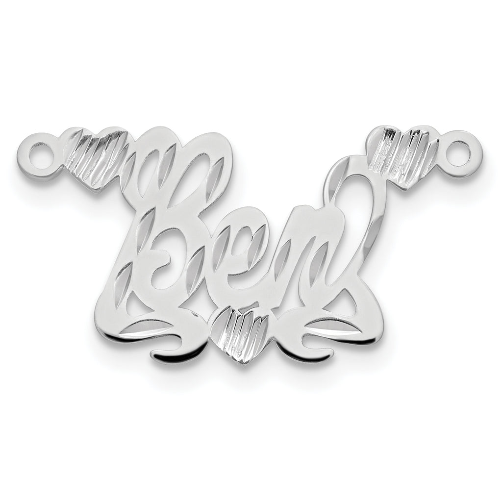 10K White Gold Diamond-cut Hearts Name Plate