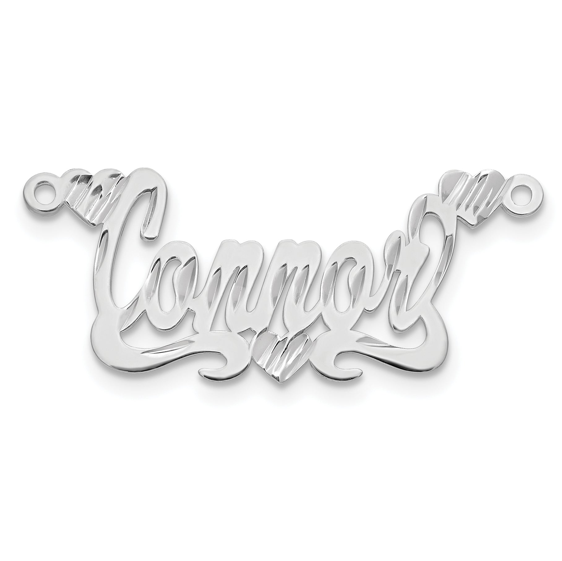 Sterling Silver/Rhodium-plated Diamond-cut Hearts Name Plate Main image