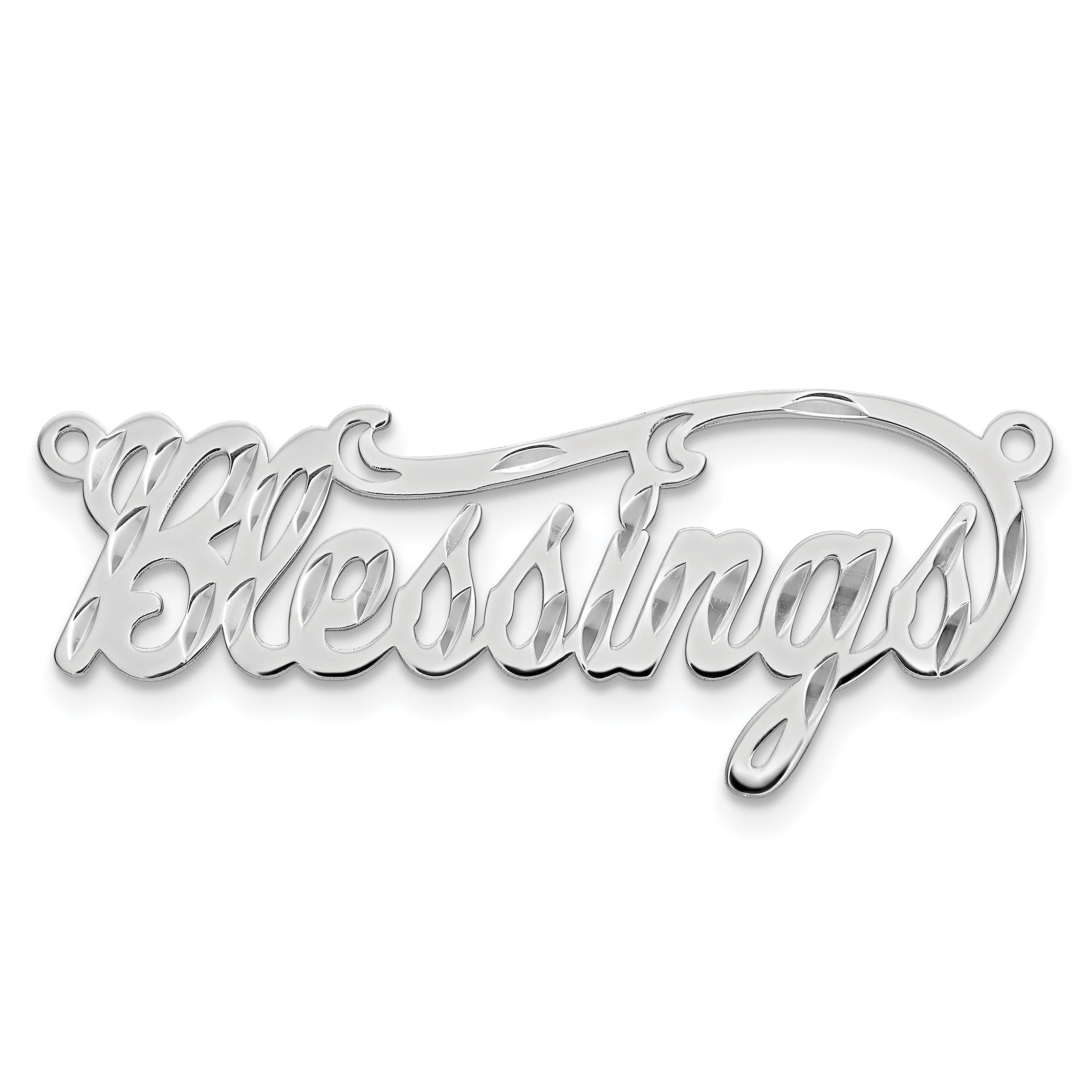 10k White Gold Diamond-cut Name Plate