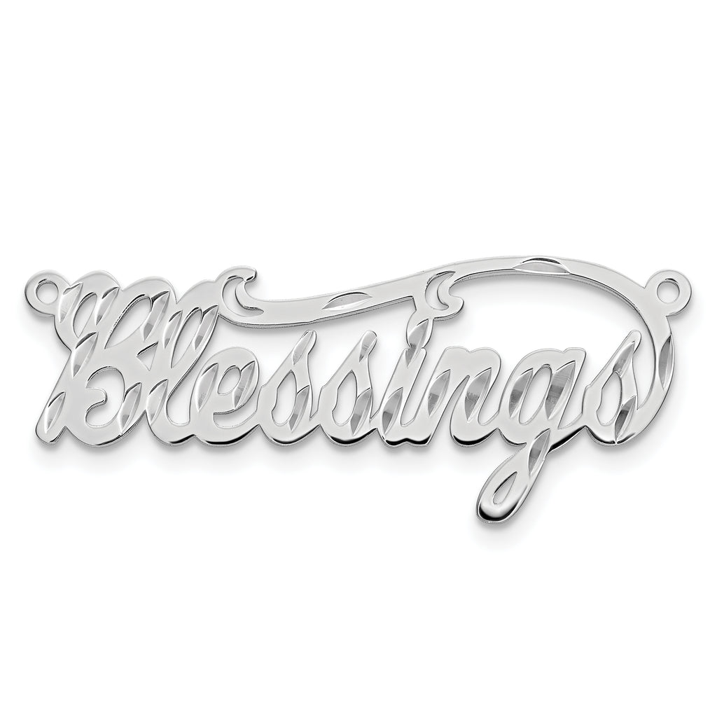 10k White Gold Diamond-cut Name Plate